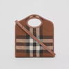 BURBERRY 巴宝莉 女士迷你针织格纹和皮革口袋包 格子 8049138 A9011 商品缩略图2