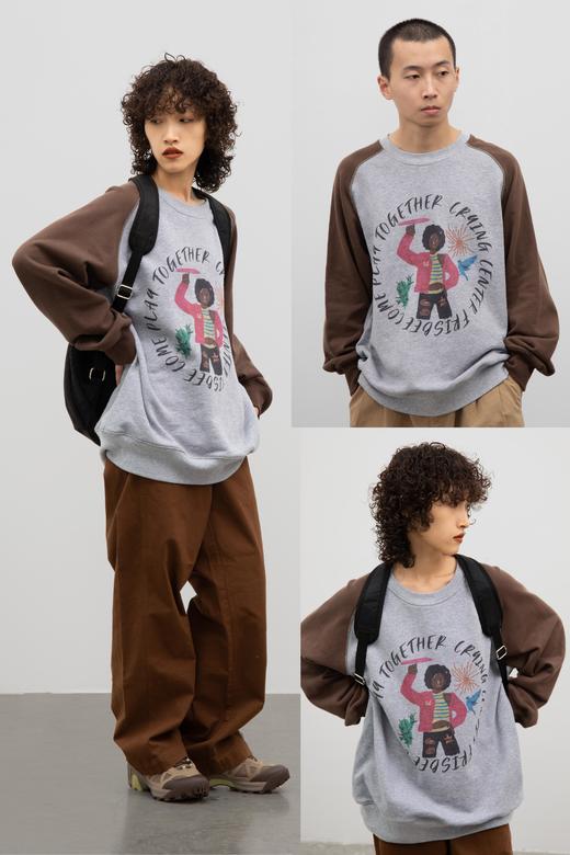 CryingCenter 在太阳下学习转飞盘趣味插画图案卫衣 哭喊中心 商品图5