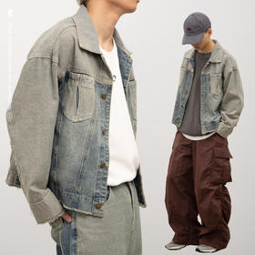 CryingCenter 怀旧洗水毛边复古牛仔反穿外套 哭喊中心