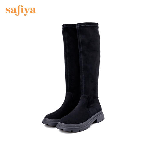 【新春秒杀】Safiya/索菲娅靴 子长靴女2022冬季新款网红高筒圆头松糕厚底瘦瘦靴女 SF24117031 商品图3