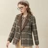 Famecoco范可儿复古格子西装外套女小个子秋冬毛呢短款双排扣西服F228AW006 商品缩略图2