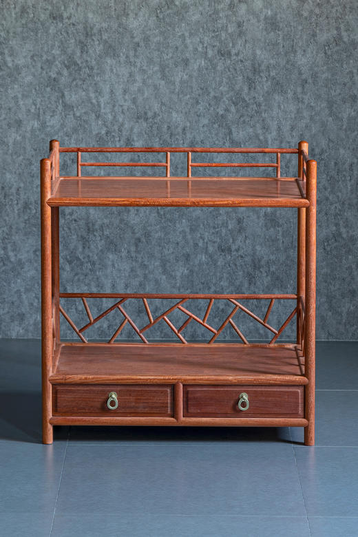 红桥红  家具严选  缅甸花梨(大果紫檀）  【72 冰裂纹 茶水架】 商品图3