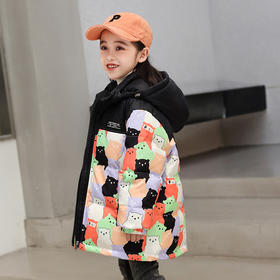 XBB-2229新款儿童羽绒服女童中长款韩版加厚中小童冬季卡通印花外套
