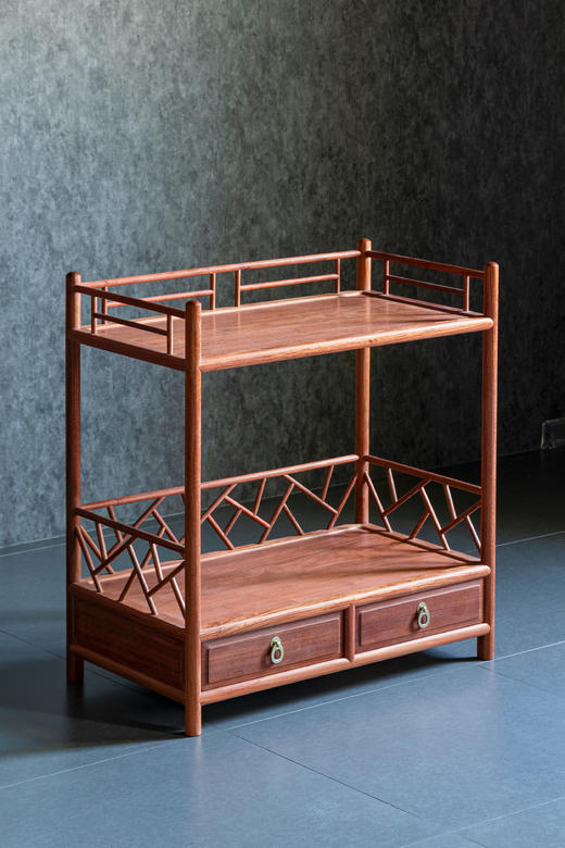 红桥红  家具严选  缅甸花梨(大果紫檀）  【72 冰裂纹 茶水架】 商品图2