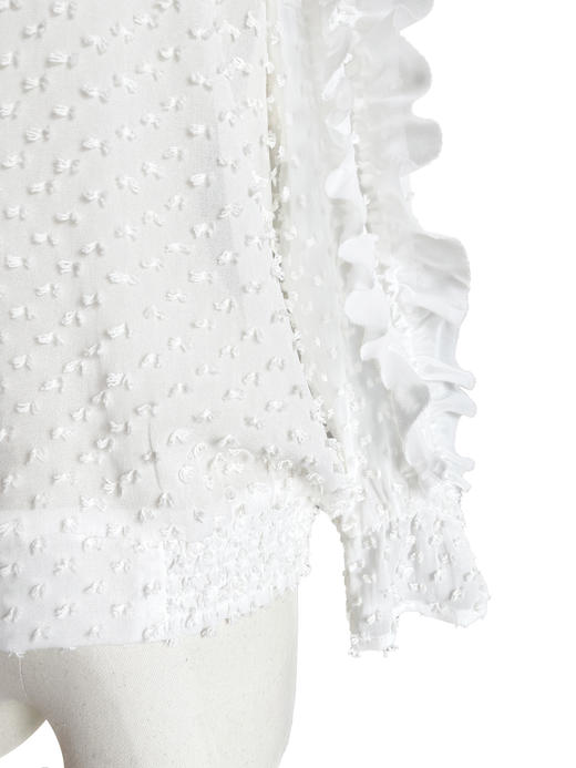TYNVIE 荷叶边装饰7分袖上衣-白色 商品图3