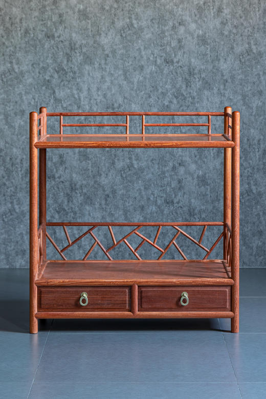 红桥红  家具严选  缅甸花梨(大果紫檀）  【72 冰裂纹 茶水架】 商品图1