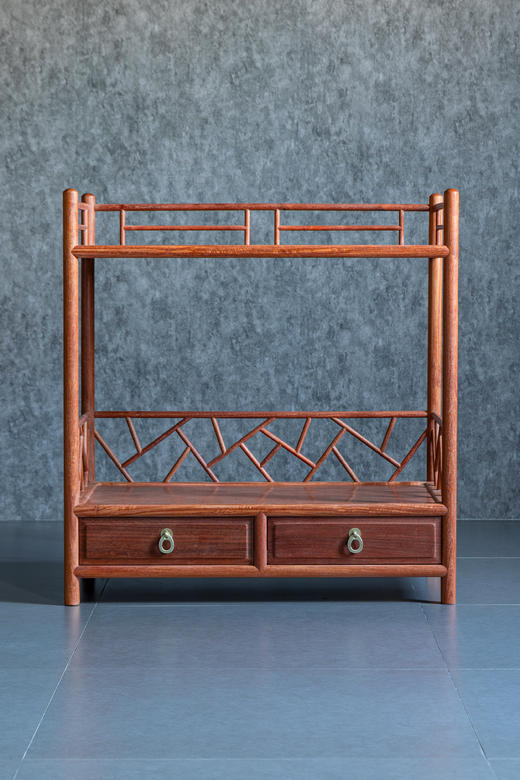 红桥红  家具严选  缅甸花梨(大果紫檀）  【72 冰裂纹 茶水架】 商品图0