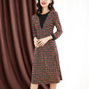 ZS-1672新款秋季大码长袖连衣裙洋气拼接假两件V领裙子 商品缩略图1