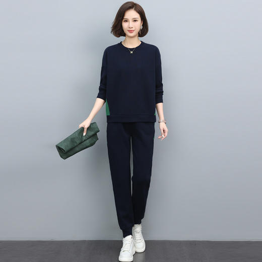 时尚拼接运动套装韩版休显瘦闲卫衣洋气减龄两件套HR-WH2125-T9 商品图1