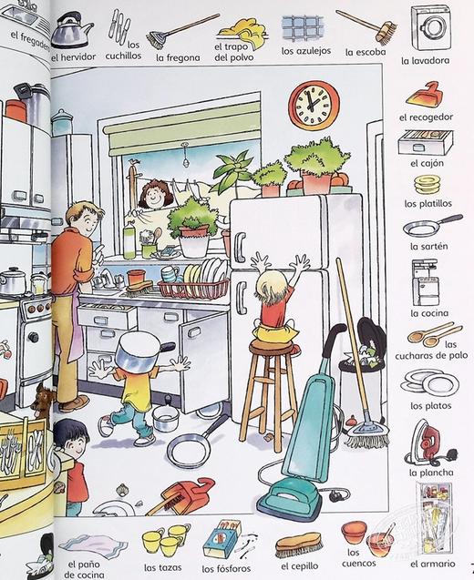 【中商原版】看图识1000西班牙语单词 英文 西班牙语 双语 First Thousand Words in Spanish Heather Amery 商品图6