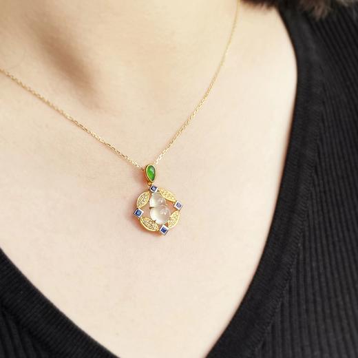 【招财纳福】翡翠葫芦四方蓝宝吊坠【定制】 商品图3