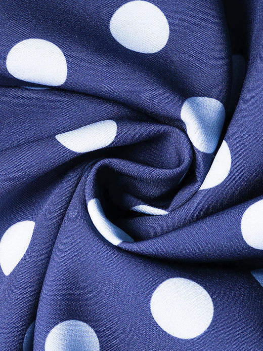 剩S/M/L 米思阳2025春季新款气质波点西装领连衣裙收腰显瘦长袖A字裙2745 商品图3