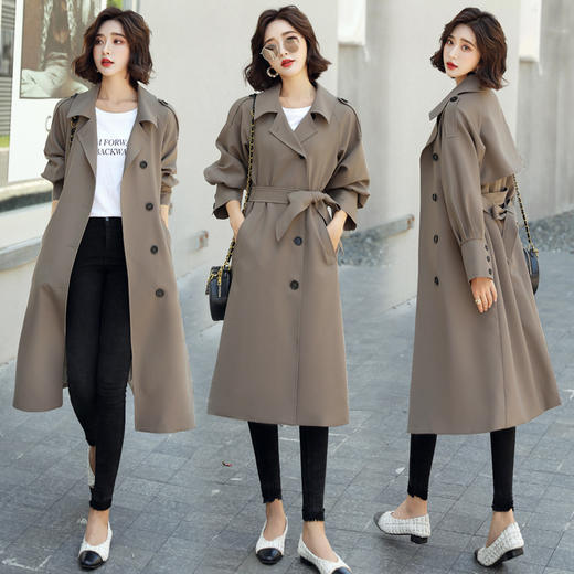 XL-fyz683 长款过膝风衣外套女春秋2022年新款英伦风修身收腰薄款早春大衣潮 商品图3