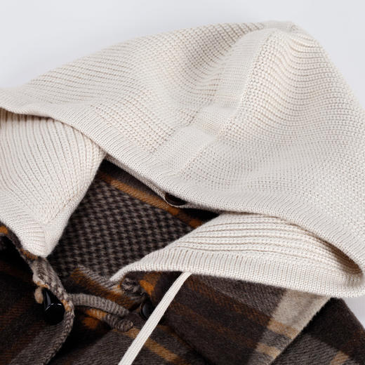 MH9D1斯尔丽瑟俪2022年冬上新商场同款气质格子连帽衫毛呢减龄大衣外套 商品图2