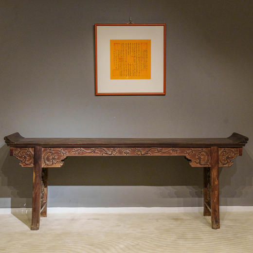 明 铁力木夹头榫螭龙纹翘头案 商品图0