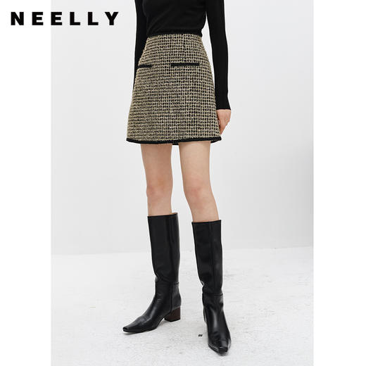 NEELLY纳俪商场同款小香风半身裙女百搭A字裙高腰短裙秋冬季时尚 商品图2