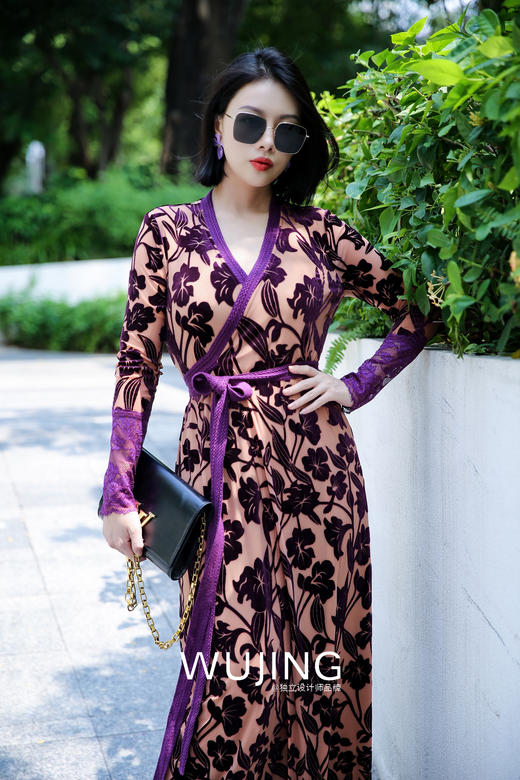 【雾境定制款】紫荆花开浪漫优雅一片式裹身裙无论任何身材都能穿出量身定做的效果2202190 商品图5