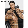 NEELLY纳俪商场同款冬季新款格纹毛呢外套女拼接大翻领减龄大衣潮N22102N01045 商品缩略图3