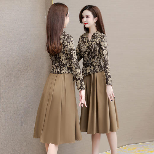 YWE J22339时尚气质印花连衣裙贵夫人显瘦裙 商品图2