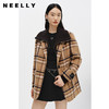 NEELLY纳俪商场同款冬季新款格纹毛呢外套女拼接大翻领减龄大衣潮N22102N01045 商品缩略图0