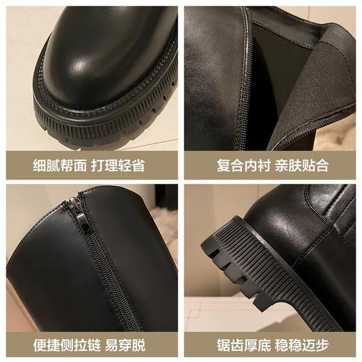 ZHR小个子长筒靴女不过膝加绒2022年冬季新款女鞋高筒V口骑士靴子 商品图1