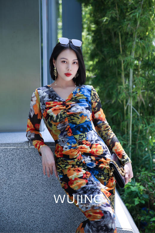 【雾境定制款】复古绚烂印花进口网眼针织极致女人超级遮肉鱼尾裙2202191 商品图1