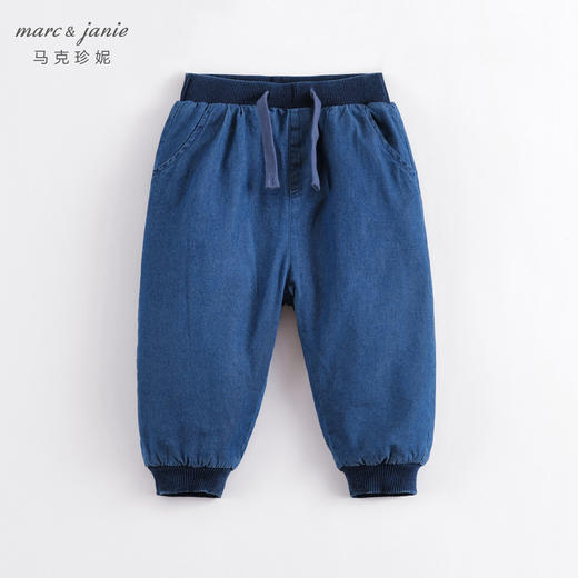 马克珍妮冬装新款 女童全棉牛仔夹棉束脚裤 儿童裤子221682 商品图0