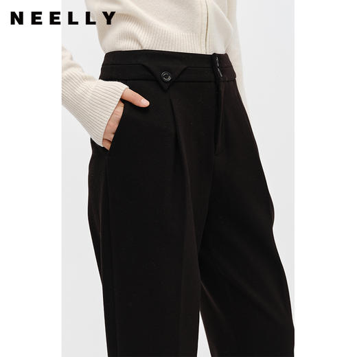 NEELLY纳俪商场同款冬季新款立体打褶西装裤女百搭休闲裤直筒宽松N22102H01067 商品图3