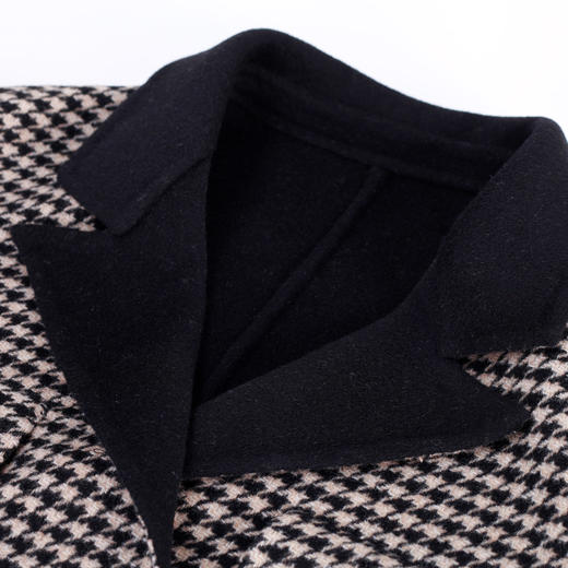 MH9F6斯尔丽瑟俪2022年冬上新商场同款拼色西装领千鸟格双面呢短款大衣 商品图2