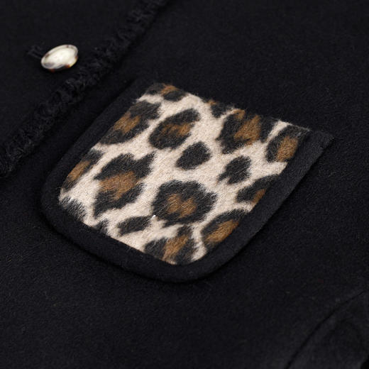 MH9K1斯尔丽瑟俪2022年冬上新商场同款小香风流苏边拼接豹纹圆领大衣 商品图3