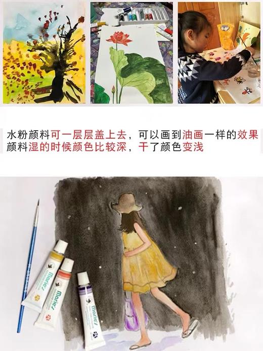 马利牌水粉颜料12色24色5ml儿童小学生用初学者绘画美术生画画材料1盒玛丽马力牌 商品图4