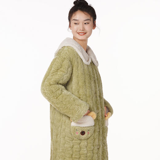 都市丽人生活家居女士加厚夹棉套装提花法兰绒夹棉加厚家居服长袖睡衣LH21K6 商品图1