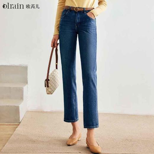 OLrain欧芮儿法式深色牛仔裤女早秋2022新款高级设计感显瘦直筒裤 商品图4
