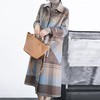 DL919 2022冬季新款过膝双排扣大口袋宽松格子毛呢大衣 商品缩略图1