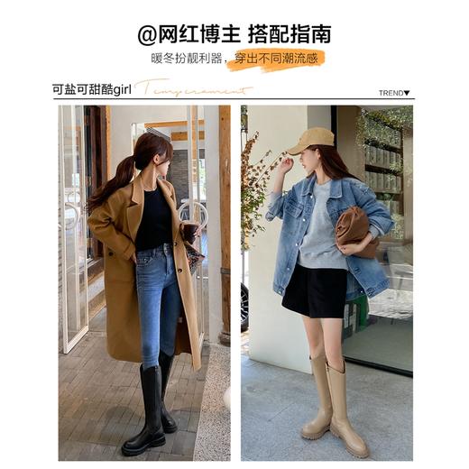 ZHR小个子长筒靴女不过膝加绒2022年冬季新款女鞋高筒V口骑士靴子 商品图2