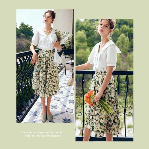 OLrain法式高级穿搭白色短袖衬衫女夏季2022年新款时尚娃娃领上衣 商品图1