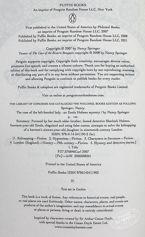 预售 【中商原版】福尔摩斯小姐 天才少女福尔摩斯2 An Enola Holmes Mystery 02 英文原版 Nancy Springer 商品图4