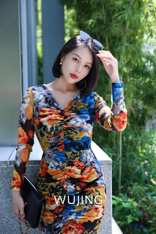 【雾境定制款】复古绚烂印花进口网眼针织极致女人超级遮肉鱼尾裙2202191 商品图0