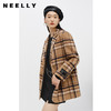 NEELLY纳俪商场同款冬季新款格纹毛呢外套女拼接大翻领减龄大衣潮N22102N01045 商品缩略图2