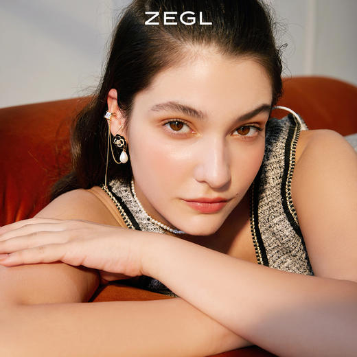 ZEGL设计师山茶花耳妆盘耳夹女无耳洞耳骨夹仿珍珠耳环小香风耳饰 商品图1