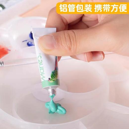 马利牌丙烯颜料12色24色套装5ml彩绘diy涂鸦专用小支画画颜料防水不掉色儿童小学生用玛丽马力牌初学者绘画美术生专业画画专用材料1盒 商品图3