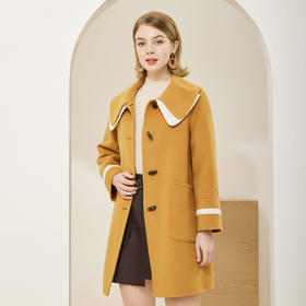 MH9J4斯尔丽瑟俪2022年冬上新商场同款减龄双层大娃娃领宽松袖口大衣