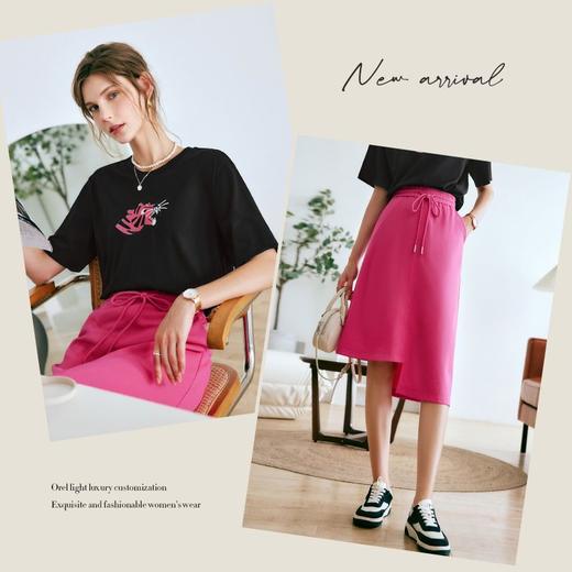 OLrain法式高级穿搭时尚套装女夏季2022新款黑色t恤显瘦裙两件套 商品图3