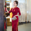 GSJ-9093复古长款蚀骨仿醋酸中国风七分袖立领旗袍 商品缩略图3