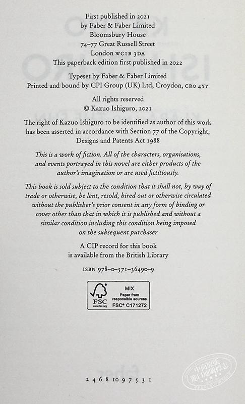 【中商原版】诺贝尔文学奖2017年得主 石黑一雄 克拉拉与太阳 英版平装 英文原版 Klara and the Sun Kazuo Ishiguro 费伯小说 商品图5