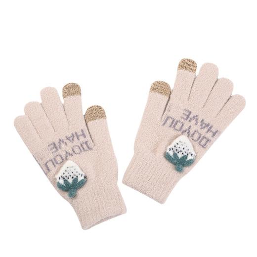 2022新款触屏手套  可爱草莓成人分指手套  时尚加绒冬季保暖手套 商品图4