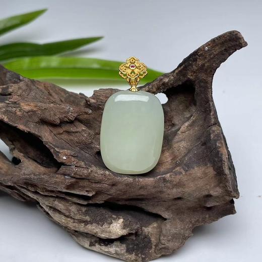 S925银镶和田玉吊坠-胖墩无事牌 商品图0