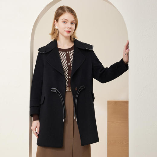 MH9C7斯尔丽瑟俪2022年冬上新商场同款高端英伦风海军领双面呢显瘦大衣 商品图1