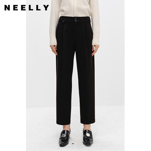 NEELLY纳俪商场同款冬季新款立体打褶西装裤女百搭休闲裤直筒宽松N22102H01067 商品图2