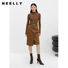 NEELLY纳俪商场同款高腰半身裙女中长款下开叉设计A字裙百搭时尚N22102E01061 商品缩略图1